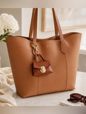 Brown Mini coin purse bag tote keychain